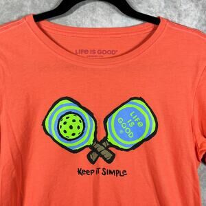 Life Is Good Crusher Lite Tee Shirt Womens Medium Orange Keep It‎ Simple Graphic